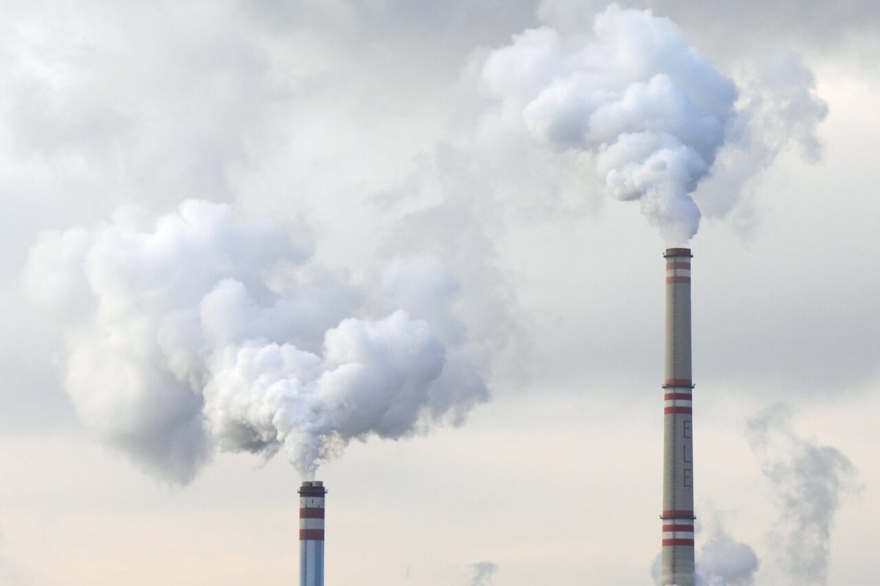 building, chimneys, clouds