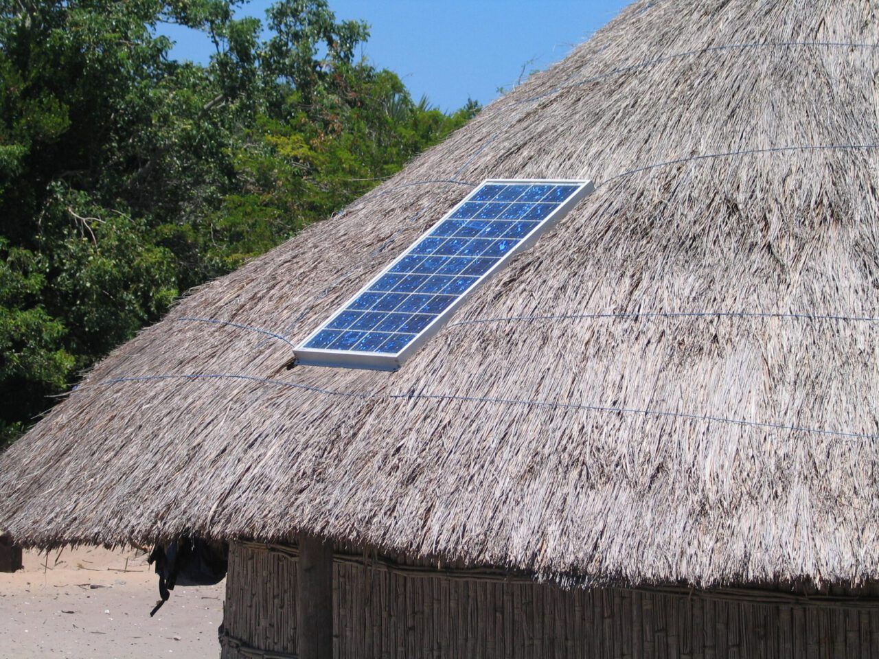 solar panel, roof, straw