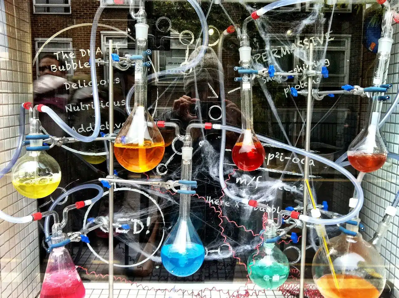 showcase, colored, chemistry