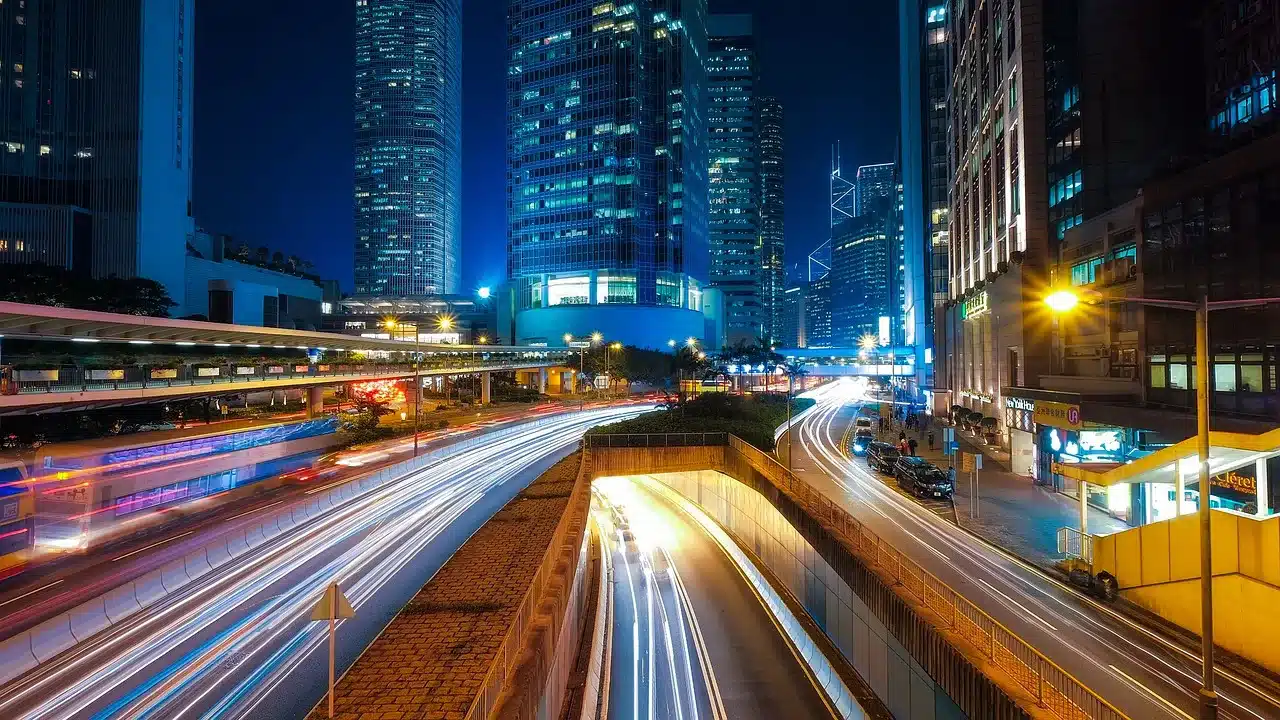 hong kong, city, traffic