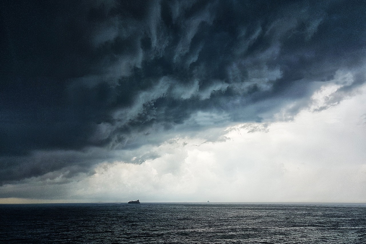 thunderstorm, storm, sea