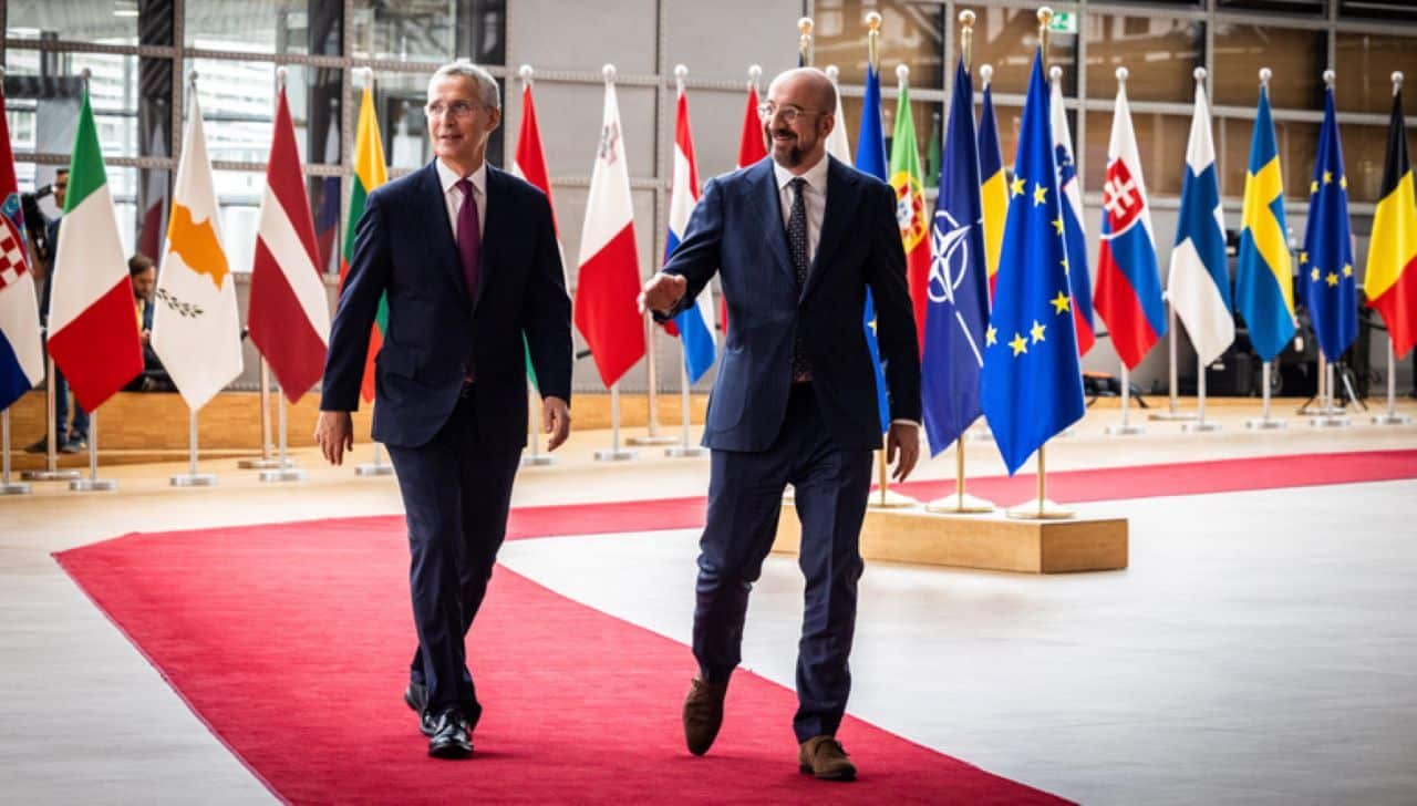 nato secretary jens stoltenberg and european council president charles michel