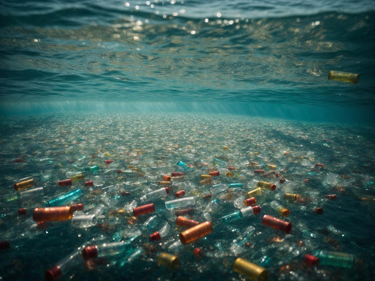 ai generated, sea, plastic