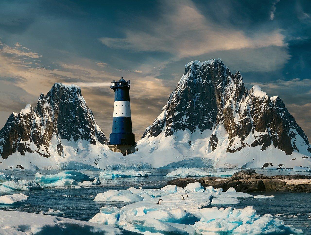 antarctica, lighthouse, iceberg