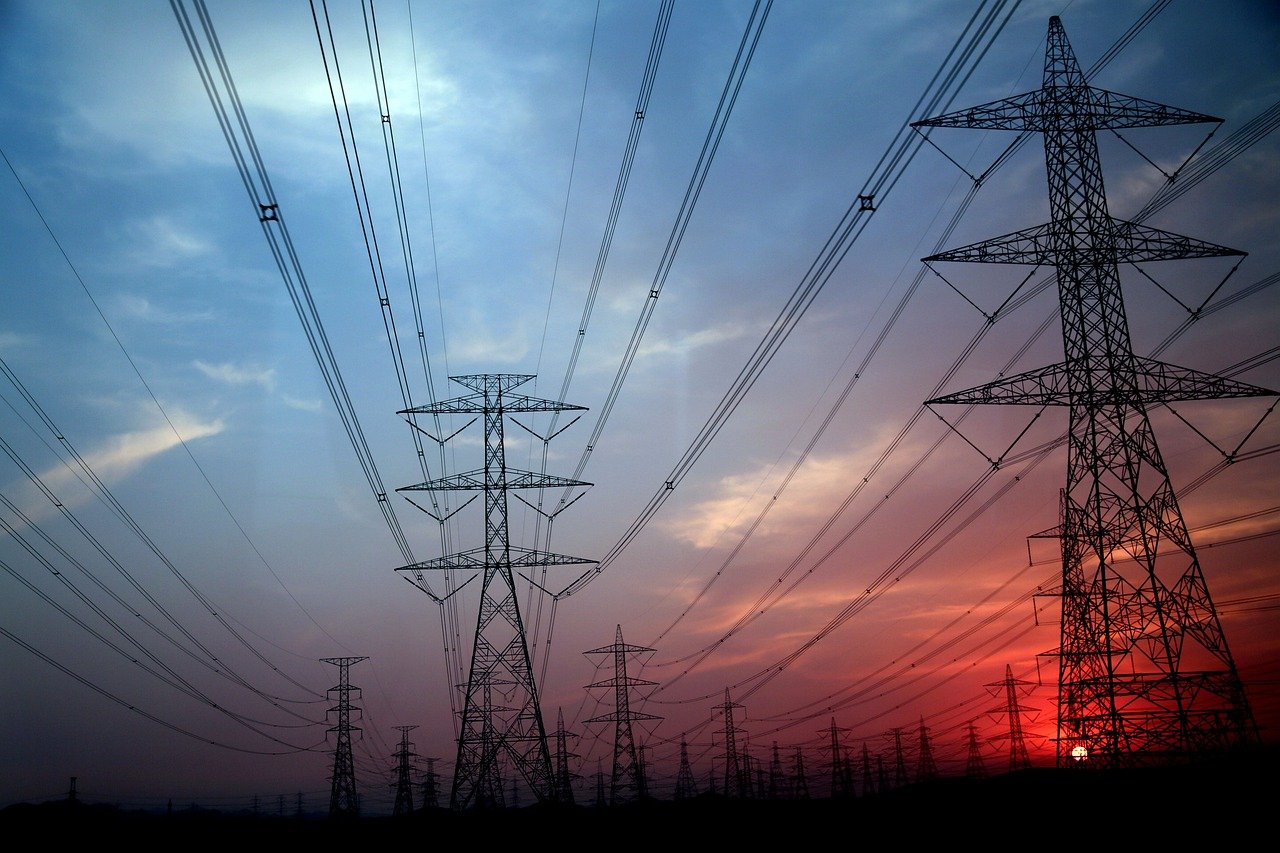 electricity pylon, electrical grid, communications tower