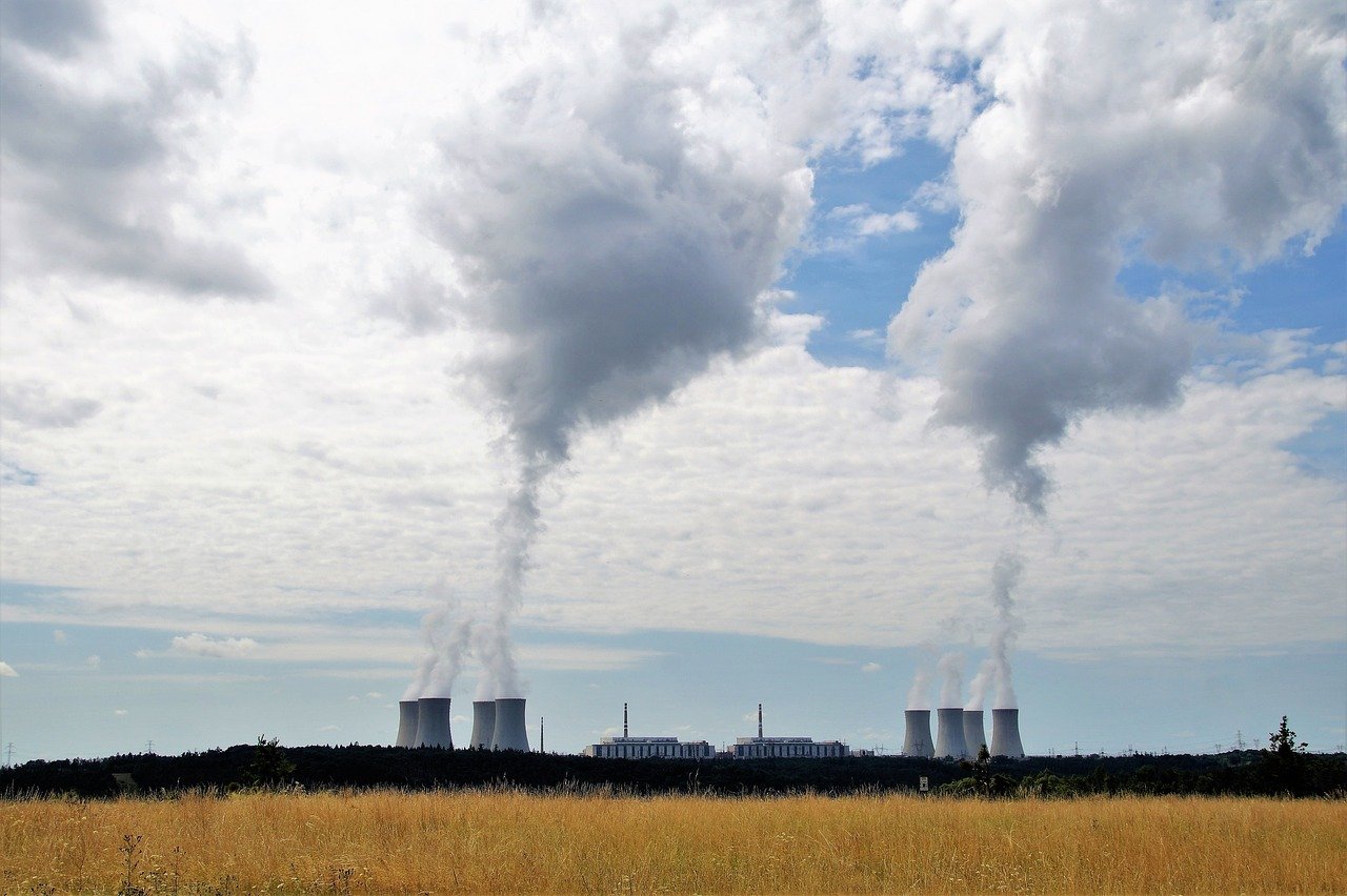 nuclear power plant, chimneys, dukovany