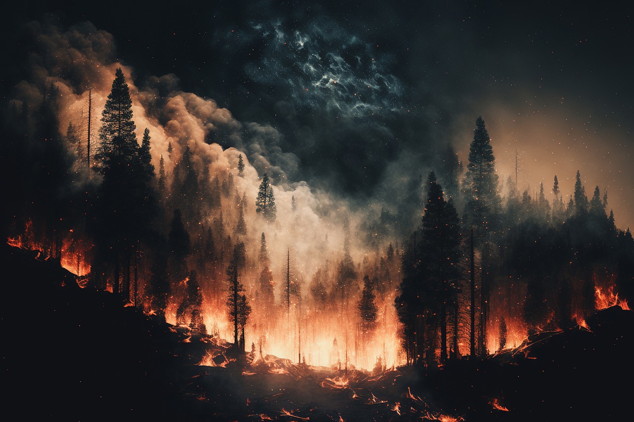 photo, woods, wildfire