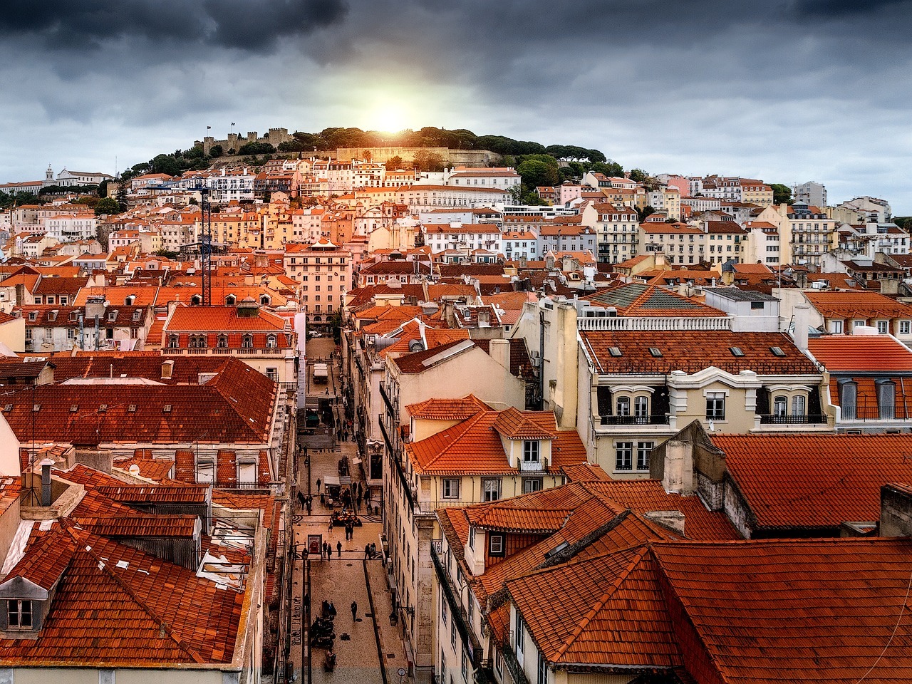 lisbon, retouch, sunset