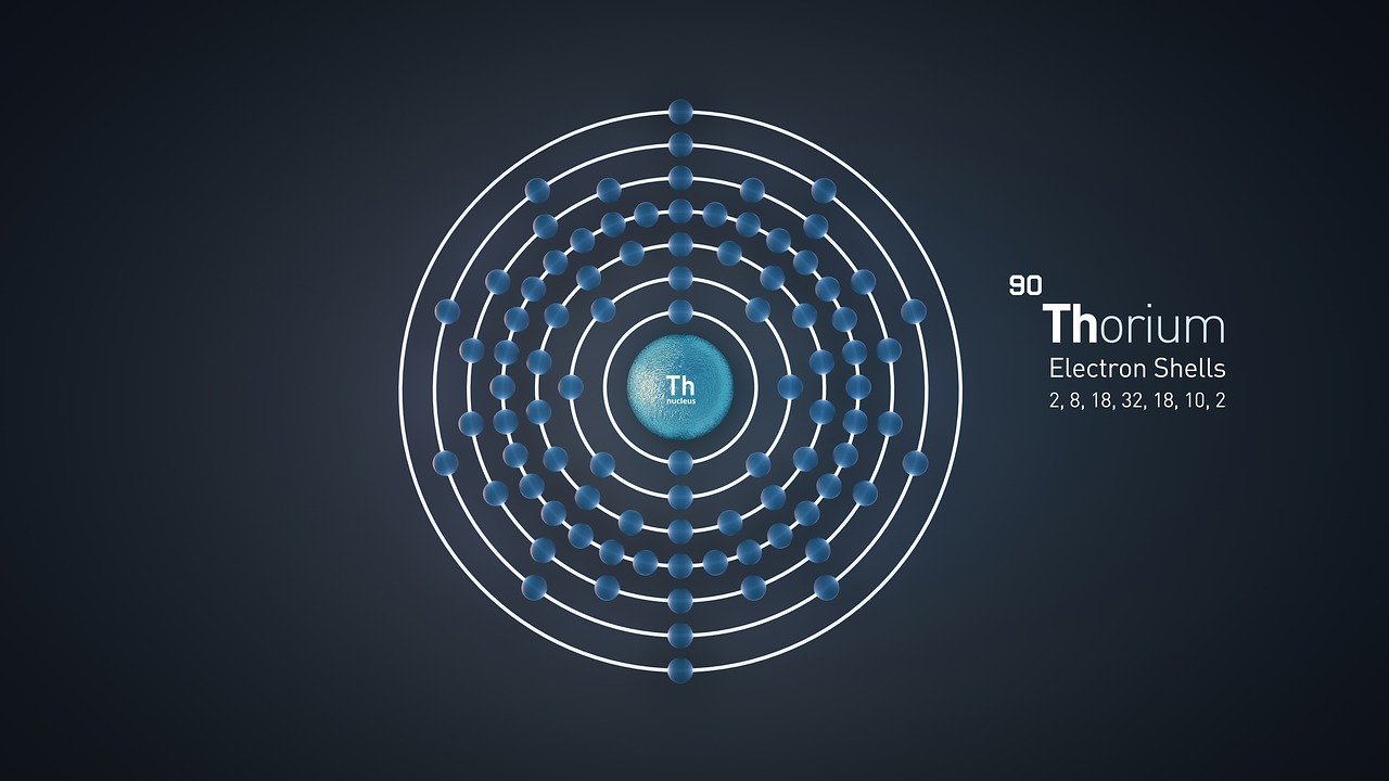 thorium atom, electron shell, nuclear power