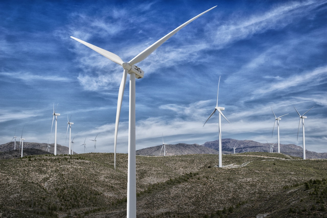 park wind farm, wind, clouds