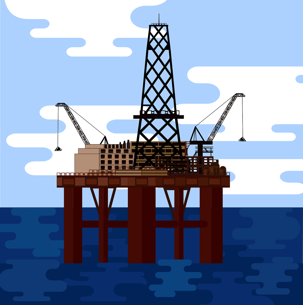 graphic, oil rig, oil