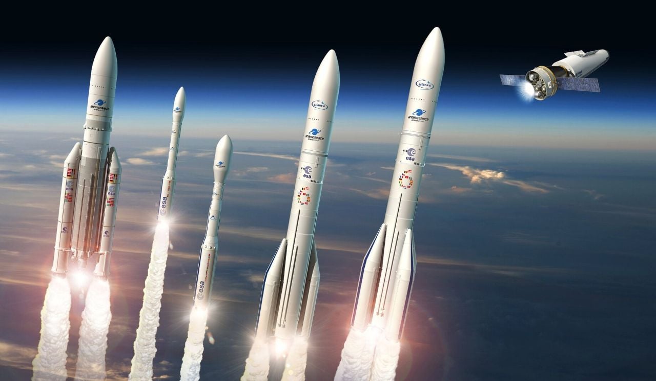Artist’s impression (left to right): Ariane 5, Vega, Vega-C, Ariane 62, Ariane 64, Space Rider.