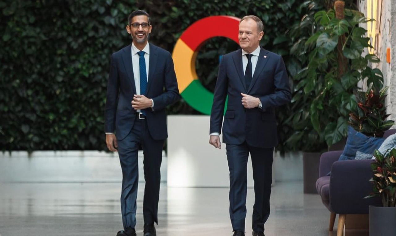 Prime Minister Donald Tusk met with Google and Alphabet CEO Sundar Pichai at the Google for Startups Campus in the Praga Koneser Center in Warsaw