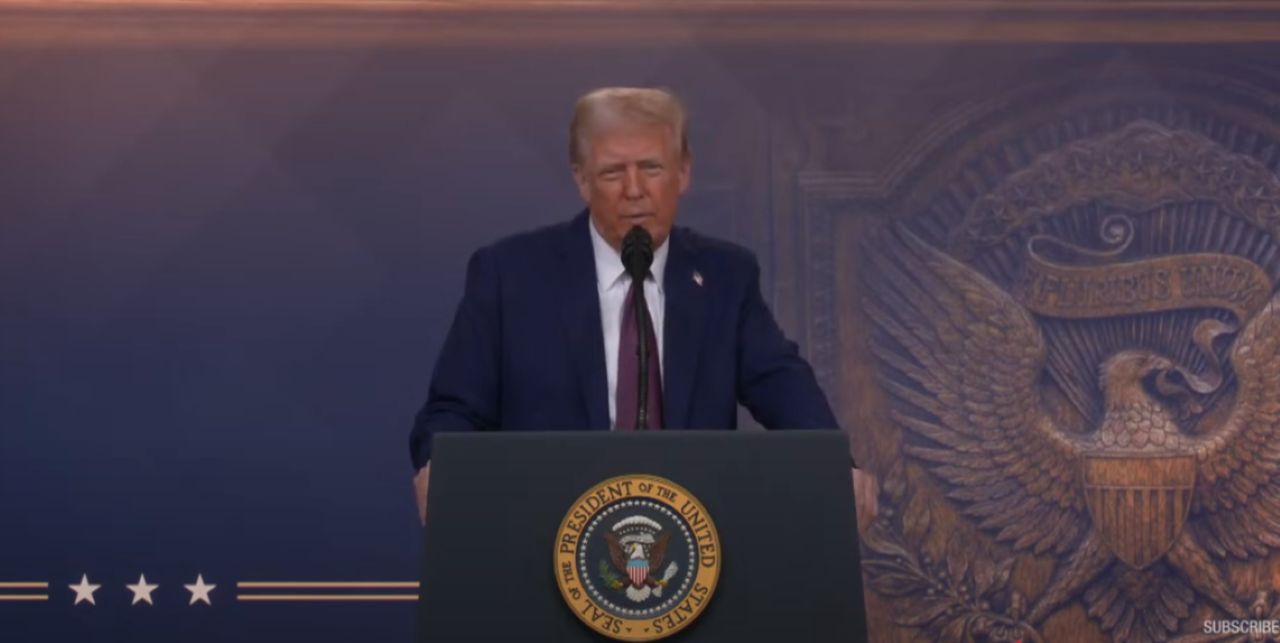 US President Trump speaking