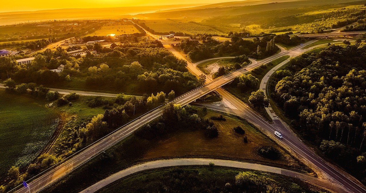 moldova, aerial view, sunrise